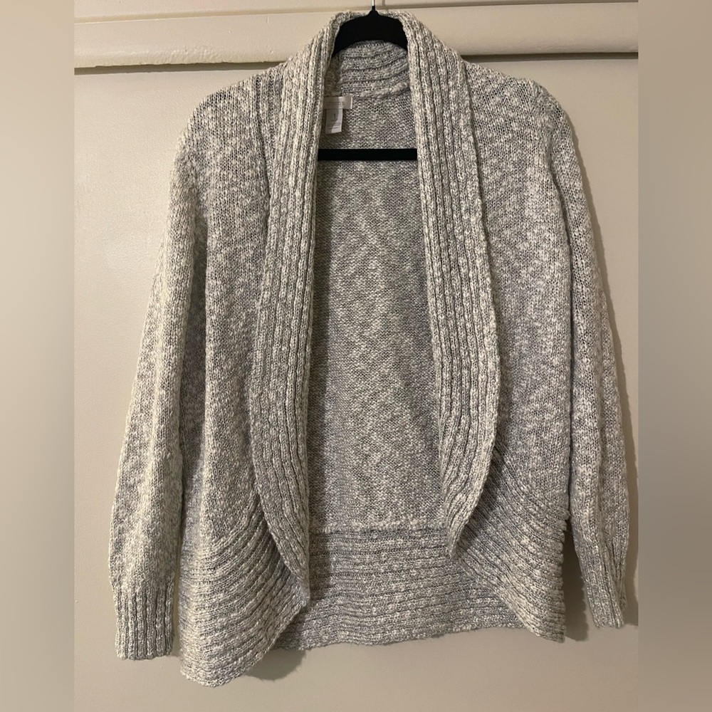 Chico's Heather Gray Open Front Cardigan